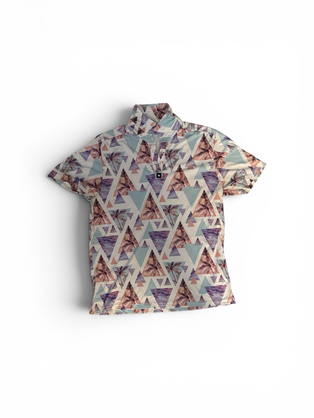 Bad Birdie Triangle Palm Print Polo in Blue, Purple and Beige